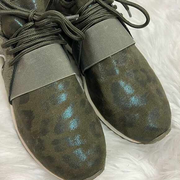 TopModa Green Leopard Print Sneakers Size 7.5 Bin 22 - Picture 11 of 12